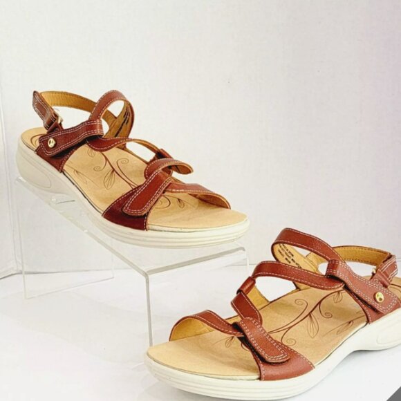 NEW REVERE Emerald Sandals - Leather, Wide For Women in Cognac 253 - Picture 1 of 7